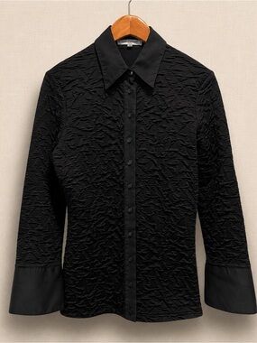 Anne Fontaine Nerimene Textured Stretch Blouse France 40 Quiet Luxury